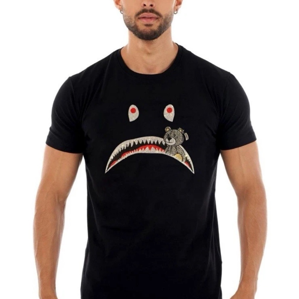 Avenue George V Paris T-Shirt Luxury Black rhinestone Men’s Short sleeve shirt